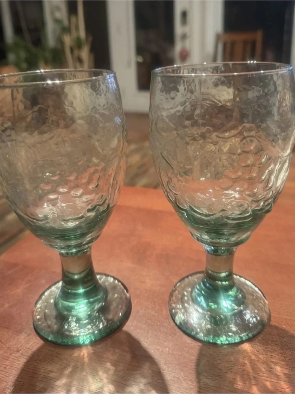 Libbey Set of  3 Orchard Fruit Spanish Green Pedestal Goblets Late 90's